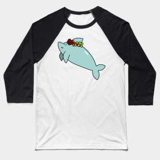 Rainbow Flower Crown Dolphin Baseball T-Shirt